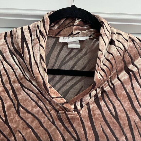 Cream/Brown and Black Velvet Zebra Print Bodysuit - Picture 9 of 11